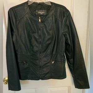 Roz & Ali dark green faux leather jacket. Size L